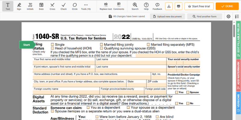 2022 Form 1040 Sr Printable Irs 1040sr Tax Form Instructions And Fillable Pdf To File In 2023 8831